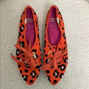 kate spade x keds orange pink leopard sneakers